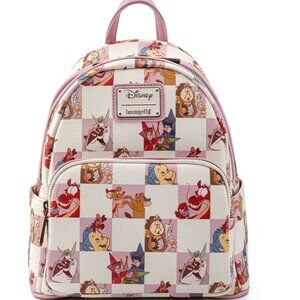 Disney Loungefly Mini Backpack - Disney Princesses Sidekicks - Rose Checker